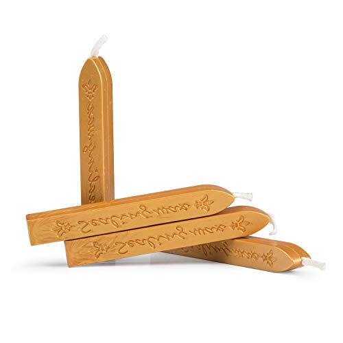 Mceal Sealing Wax Stick with Wick Flower De Luce of France Retro 10 Pieces Pack(Golden Rod) - color: Golden Rod