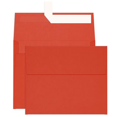 Red A2 Invitation Envelopes Self Seal 100 Pack, 4.375 x 5.75 - color: red, size: A2