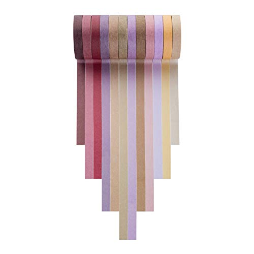 YUBBAEX 12 Rolls Washi Tape Set Natural Color Decorative Tapes for Arts, DIY Crafts, Journals, Planners, Scrapbook, Wrapping Wide -Salty Morandi- (Morandi, 8mm x 12Rolls) - color: Morandi, size: 8mm x 12Rolls
