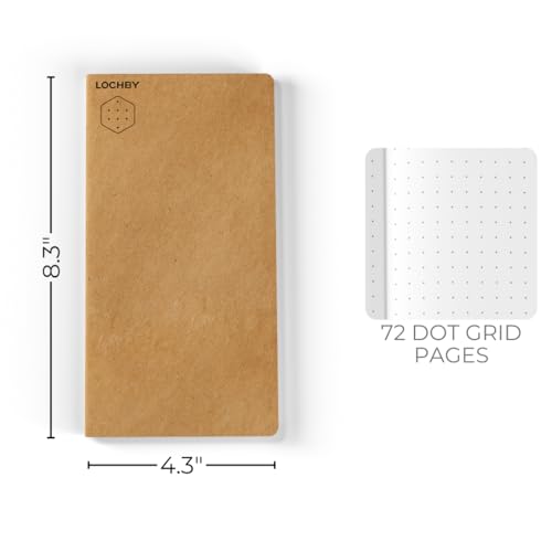 LOCHBY® Traveler’s Notebook Refill (4.3" × 8.3") | 68gsm Tomoe River Paper, Fountain Pen Friendly | Kraft Cover | Fits Voyager Journal | For Travel, Work, School & Journaling