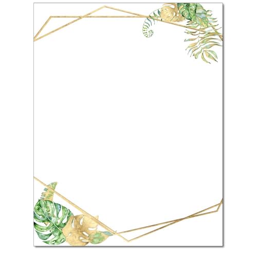 Abstract Leaves Letterhead, 100 Pack - 8.5 x 11 inches, DIY Printing, Laser & Inkjet Printer/Copier Compatible - size: 100 Pack, style: Abstract Leaves