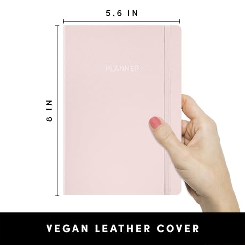 PAPERAGE Undated Weekly & Monthly Hardcover Planner (Blush), 5.6 in x 8 in, Includes Lined Note Pages & 2 Sticker Sheets - color: Blush, style: Casebound