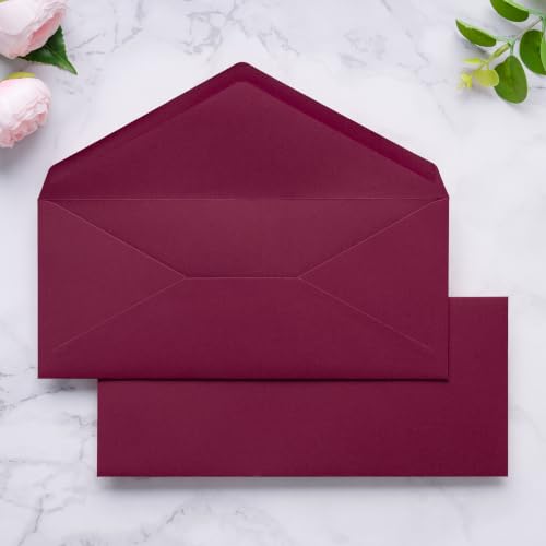 PONATIA 50 Pack #10 Business Envelopes, Burgundy 4.13 x 9.49'' Envelopes - color: Burgundy