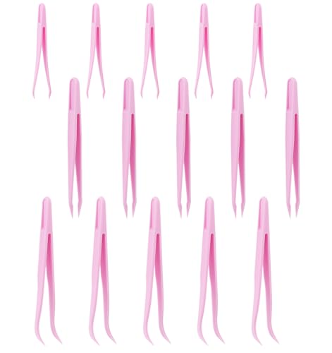 15 Pcs Plastic Tweezers, Tweezers Bulk Straight Bent Curved Tweezer Set for DIY Beads Jewelry Making & Handmade Crafts (Multipurpose Tools)