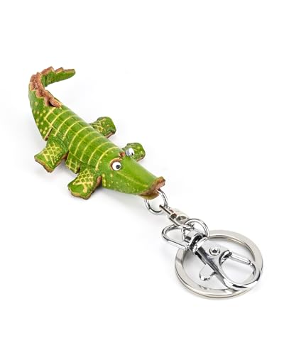 Leather Keychain Vintage Handmade Key Chain Purse Charm Gift for Women Girl - color: Crocodile