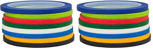 JINBING Colored Paper Masking Tape for Painting & Drawing & DIY Nail Arts & Pattern Making Draping Tape 1/4 in. x 8Roll (Pack of 2) - size: Onesize (Pack of 2)
