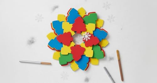 SHAPES ETC. 5.5" x 5.5" Evergreen Tree Creative Foam Cut-Outs, 15-Count - color: Assorted Foam Tree