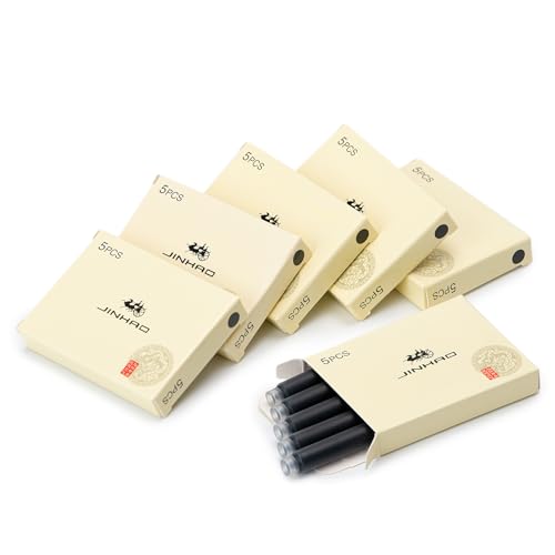 Jinhao Fountain Pen Black Ink Cartridge International Standard 2.6mm Bore Diameter Ink Refill Set of 30 PCS - color: Black Color