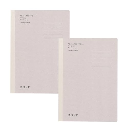 MARK'STYLE EDiT Designed for Clear Thinking, Thin, Lightweight, and Smooth to Write On” — 160-Page Notebook (A6 (7mm Ruled) (Pack of 2)) - size: A6 (7mm Ruled) (Pack of 2)