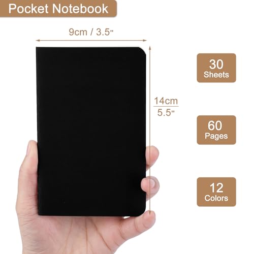 ZCZN 180 Pack Kraft Pocket Notebooks Bulk, 3.5 X 5.5 Inches Lined Paper Journaling Notebooks, 30 Sheets/60 Pages, Mini Journal Notebooks for Work, Writing, Traveler Memo Notepad(Black Cover) - color: Black