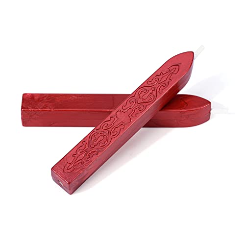 Yoption 5Pcs Flashing Wine Red Sealing Wax Sticks with Wicks | Wax Sticks for Wax Seal Stamp, Wedding Invitation, Christmas Card, Envelope, Snail Mail, Wine Package, Gift Wrapping - color: Flash Wine Red