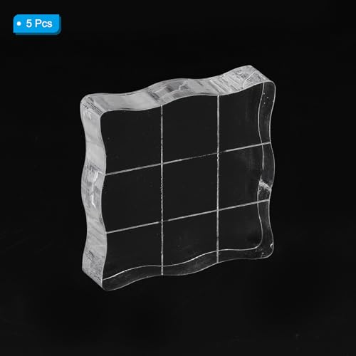 PATIKIL Acrylic Stamp Block, 5 Pack Stamping Block Square Shape with Grid Lines Decorative Mounting Blocks Set for Scrapbooking DIY Crafts Cards Making, 1.18" x 1.18" - size: 1.18" x 1.18"