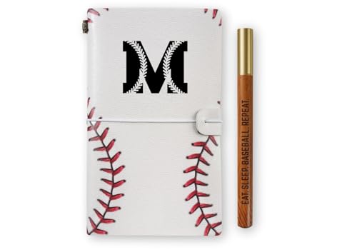 InnoBeta Baseball Gifts for Men Women, Baseball Coach Gifts Journal and Pen Vegan Leather Refillable Notebook, Sketchbook, Travel Diary, 7.8x5 Inches - M - color: M
