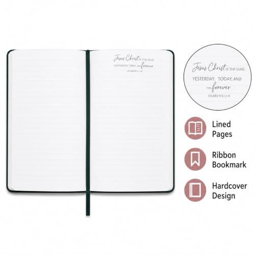 Eccolo Christian Journal Notebook Hardcover Lay Flat 192 Ivory Lined Pages - color: Dark Green, size: 6X8