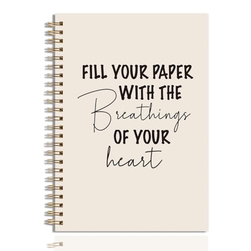 JHFDTY Writers Journal Notebook Writer Gifts for Authors Women Men Fill Your Paper With the Breathings of Your Heart Hardcover 160 Pages Spiral Notebooks - color: Paper