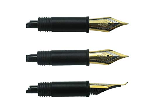 Set of 3 Hongdian Fountain Pen Nibs Gold Trim (Fine, Extra Fine and Bent Nib) for Black Forest 1850, 1851, 1861, M2, M1, 1843, 6013, 517D, 517S, 525, 1843 and 920 Series - color: Gold Trim, style: EF, F, Bent