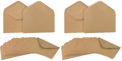ValBox 4.6x6.3" Kraft Envelopes 100 PCS 120 GSM Brown Contour Flap Invitation Envelopes for Baby Shower, Graduation, Wedding, Invitations - Gummed Flap (Pack of 2) - size: Kraft (4.6x6.3 Inches) (Pack of 2)