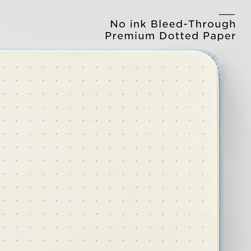 &And Per Se Dotted Notebook with Pen, A5 Hardcover Dotted Journal, 160 Pages 100GSM Thick Paper Dot Grid Journal with Fineliner Pen (Cyan) - color: Cyan, size: 160-Dotted