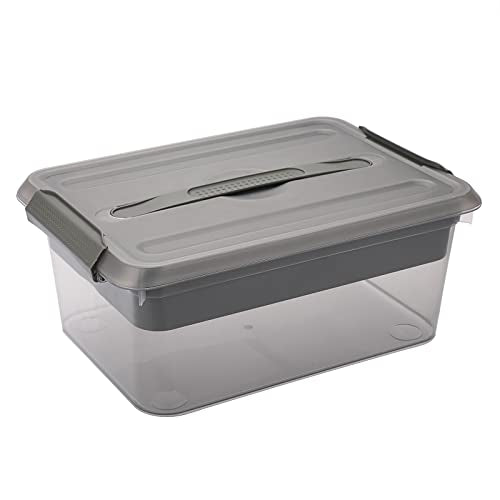 BTSKY Stack & Carry Box Clear Plastic Storage Container with Removable Tray - color: Black