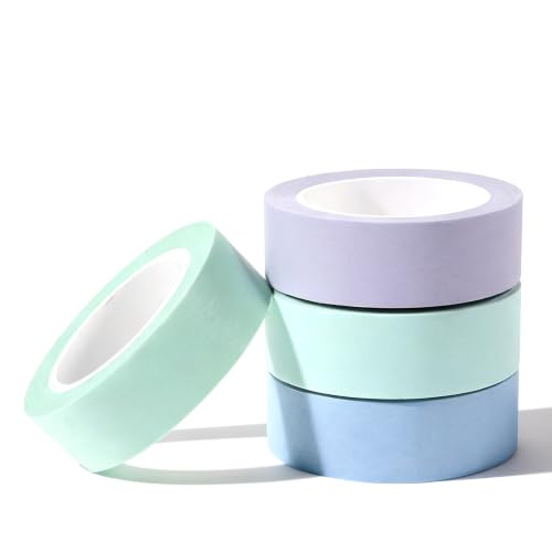 4 Roll Plain Color Washi Tape, 32 Ft X 0.59" Mint Green Light Blue Purple and Blue Washi Tape Set Low Tack Tapes Masking Self-Adhesive Tapes for Packaging Journals Scrapbooks Diy Crafts Gifts - color: Mint Green, Light Blue, Purple, Blue