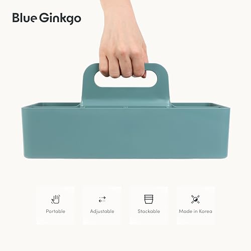 BLUE GINKGO Stackable Organizer Caddy, Long, Green, Made in Korea - color: GREEN, size: Long Rectangle