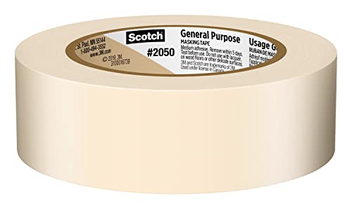 Scotch General Purpose Masking Tape, Tan, Tape for Labeling, Bundling and General Use, Multi-Surface Adhesive Tape, 1.41 Inches x 60 Yards, 1 Roll - size: 1.41 inches