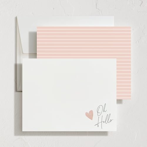 Minted Signed Heart Stationery Cards,10 Ct,Blank Cards and Envelopes For Thank You Notes, Invitations & Handwritten Messages, Note Cards Set, Gifts for Women, Blush Pink Color - color: Signed Heart