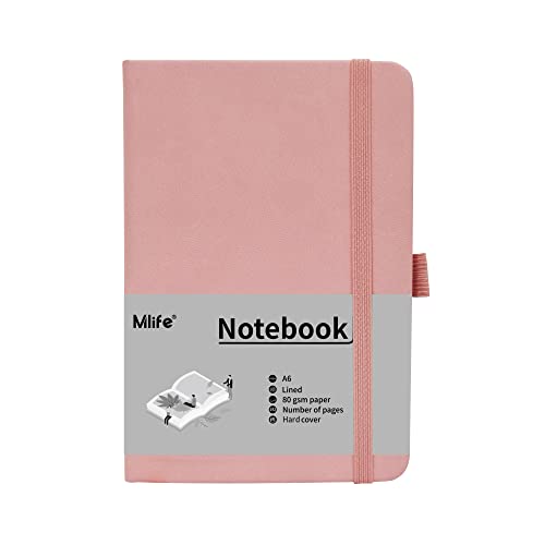 Mlife A6 Small Journal Notebook, Lined Pocket Notebook with Pen Holder, Mini Notebook Hardcover, 192 Pages, 3.9 inches * 5.5 inches Journal for Women and Man（1PACK Pink） - color: Pink, size: 1 Pack