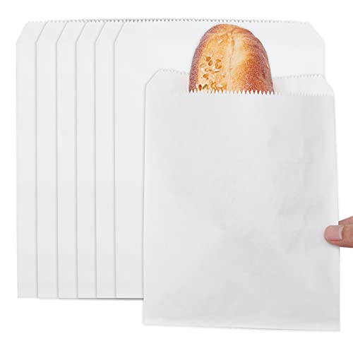 100-pack 6x8 Inches White Kraft Paper Bags for Bakery Cookies Treats Snacks Sandwiches Popcorn Small Gift bag - color: White-6x8 Inch