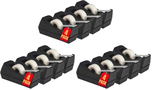 1InTheOffice Desk Tape Dispenser, Black 12 Pack (Desktop Tape Dispenser) - size: Tape Dispenser (Pack of 3)