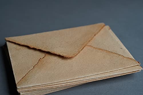 Wanderings Handmade Antiqued Deckle Edge Envelopes – 5.25" x 7.25" – Pack of 25 – Vintage Envelopes for Wedding Invitations, Letters, Stationery – Cold Press 150 GSM Cotton Paper - color: Vintage, size: Medium 5.25" x 7.25"