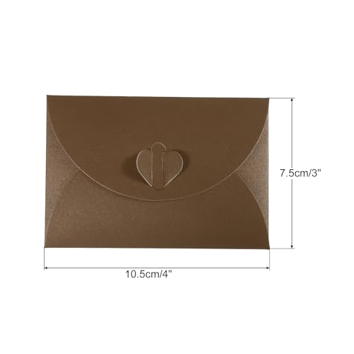PATIKIL Gift Card Envelopes, 12 Pack Heart Shaped Clasp Small Gift Cards Holder Mini Envelope for Birthdays Weddings, Brown - color: Brown