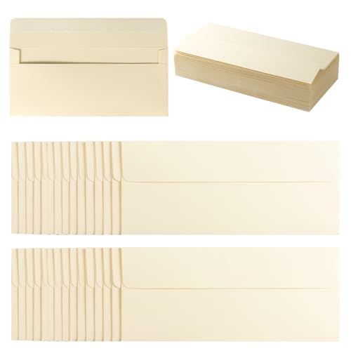 100 Pack Colored #10 Business Envelopes, 4.13 x 9.49 Inches, Cream Color - color: Cream Color