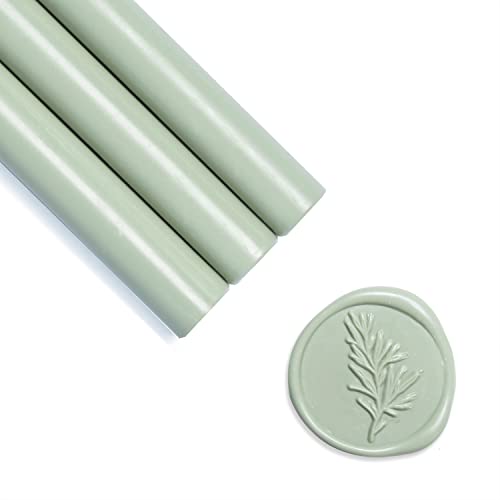 UNIQOOO Mailable Glue Gun Sealing Wax Sticks for Wax Seal Stamp - Sage Green, Great for Wedding Invitations, Cards Envelopes, Snail Mails, Wine Packages, Gift Ideas, Pack of 8 - color: Sage Green