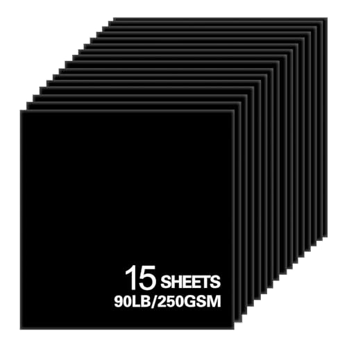 15Sheets Black Cardstock Paper, 12x12 Card stock for Cricut, Thick Construction Paper for Card Making, Scrapbooking, Craft 90 lb / 250 gsm (Black) - color: Black
