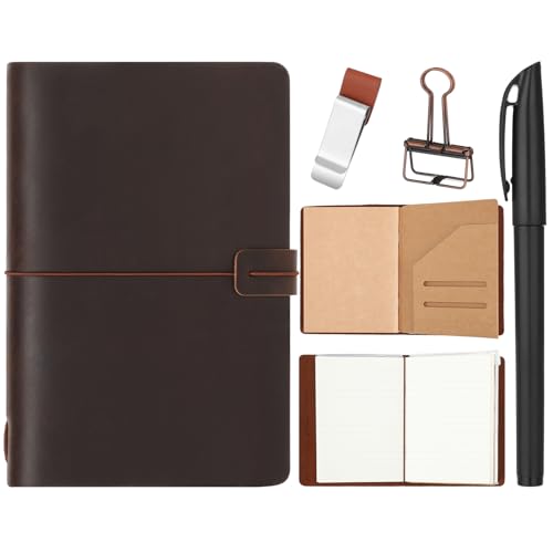 Thenshop Leather Travel Notebook 3 Inserts, Coffee Color, A5 Size - color: Coffee Color, size: A5 Size