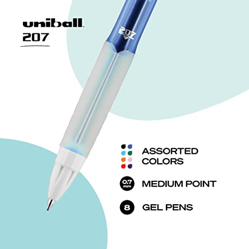 uniball 207 Fashion Retractable Gel Pens,Medium Point (0.7mm),Assorted,(Pack of 16) - color: Assorted, size: 1 Count (Pack of 16), style: 207 Medium