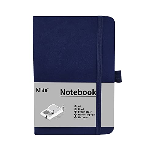 Mlife A6 Small Journal Notebook, Lined Pocket Notebook with Pen Holder, Mini Notebook Hardcover, 192 Pages, 3.9 inches * 5.5 inches Journal for Women and Man (Blue) - color: Blue, size: 1 Pack