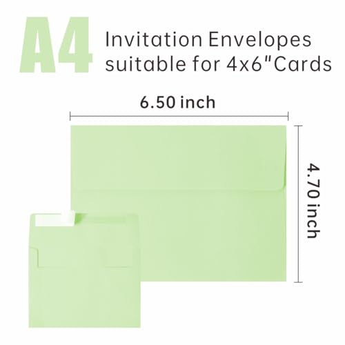 50 Pack A4 Envelopes, Colored, 4x6 Invitation Envelopes, Self Seal Envelopes Printable, for Weddings, Greeting Cards, Photos, Postcards, Mailing, Party - color: Multicolor, size: 50 Pack A4 Envelopes (4.72x6.50in)