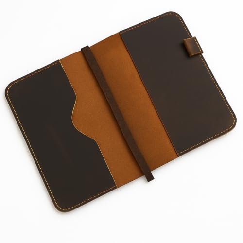 Refillable A5 Leather Journal Cover 5.75 x 8.25 in, Brown - color: Brown