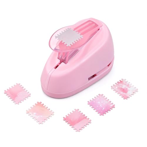 0.8 Inch Postage Stamp Square Paper Punch, Stamp Punch for Crafting | Stamp cutter makes crisp 0.8-inch cutouts in paper and cardstock for scrapbooking, journaling, card making and gift tags. - style: Pink Crafts Scrapbooking