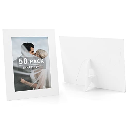 Golden State Art, Paper Picture Frames With Easel, 5X7, 50 Pack | White, Photo Frame Cards, DIY Cardboard - color: White, size: 50 Pack
