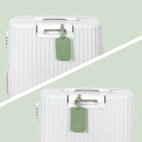 Vigorport Luggage Tags, Leather Personalized Suitcase Tag Set of 4 Pack - color: Avocado Green