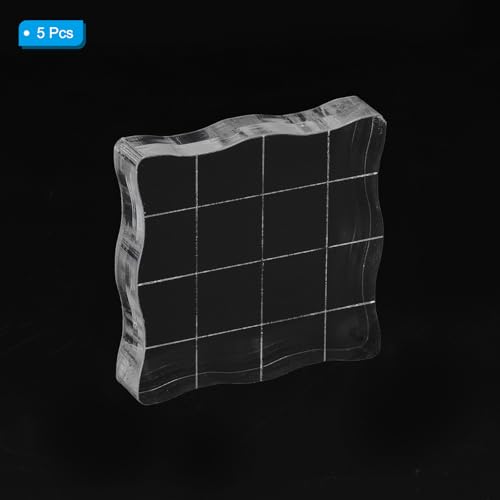 PATIKIL Acrylic Stamp Block, 5 Pack Stamping Block Square Shape with Grid Lines Decorative Mounting Blocks Set for Scrapbooking DIY Crafts Cards Making, 1.50" x 1.50" - size: 1.50" x 1.50"