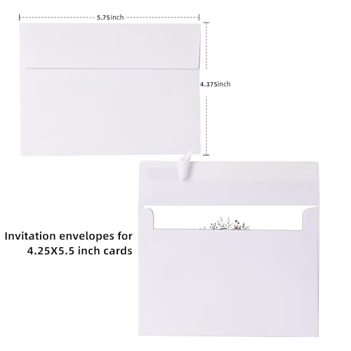 A2 Envelopes White, 70 Pack, Self Seal 120gsm Paper for 4.25x5.5 Cards, Size 4 3/8" x 5 3/4" Envelopes for Invitations, Postcards, Photos RSVP, Greeting Cards - color: White, size: A2 4.375x5.75
