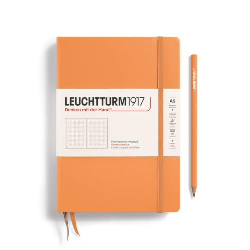LEUCHTTURM1917 - Notebook Hardcover Medium A5-251 Numbered Pages for Writing and Journaling (Apricot, Dotted) - color: Apricot, style: Dotted