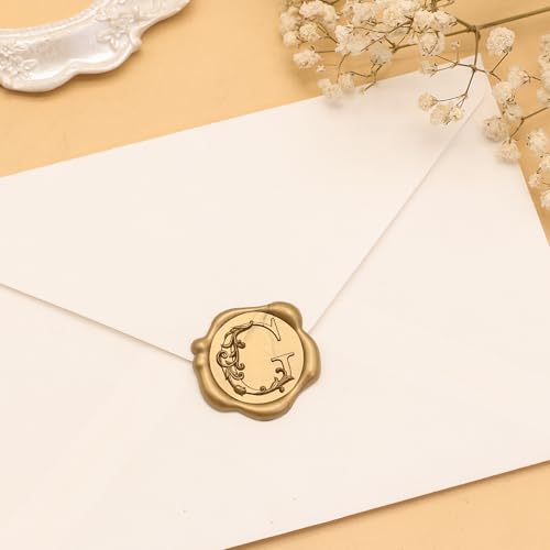 SWANGSA Initial Alphabet Wax Seal Stickers, 100 Pcs Antique Gold 3D Floral Letter G Envelope Seal Stickers Self- Adhesive, Perfect for Wedding Invitation, Christmas, Gift Wrapping - size: 100, style: G