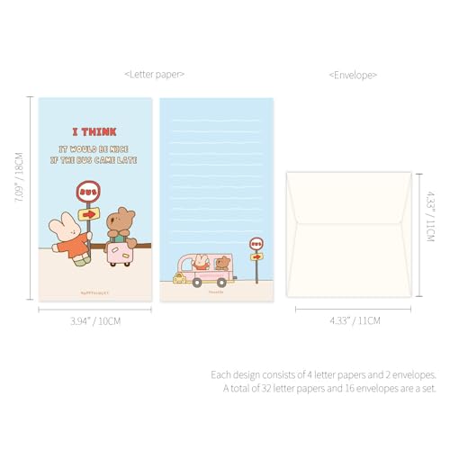 Monolike Happy and Lucky Littles Series.2 Mini Letter Paper and Envelopes Set - 8Type, 32 Letter Paper + 16 Envelopes… - color: Happy and Lucky Littles Series.2