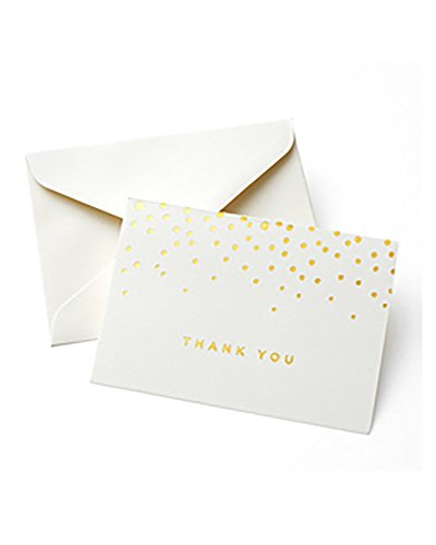 Gartner Studios Gold Foil Dots Thank You Cards, Ivory and Gold Foil Blank Thank You Notes, 3.5” x 5”, Set of 50 Blank Notecards with Envelopes (13745) | Say thanks with classic gold foil dots on ivory cardstock. 50 blank notes with 50 envelopes, ready to