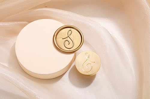 Yoption Handwritten Initial Alphabet Wax Seal Stamp, Letter S | Brass Head and Wooden Handle Sealing Stamp for Wedding Invitations, Envelopes, Christmas Cards, Gift Wrapping, Snail Mails - style: S